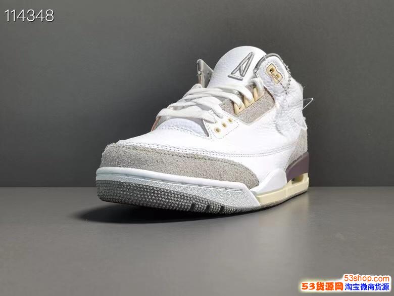 莆田鞋乔丹3代airjordanaj3米白灰运动实战篮球鞋