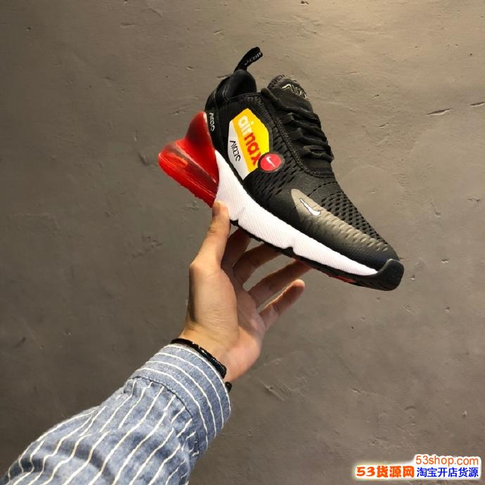 Nike Air 270 Flyknit 半掌气垫慢跑鞋黑红