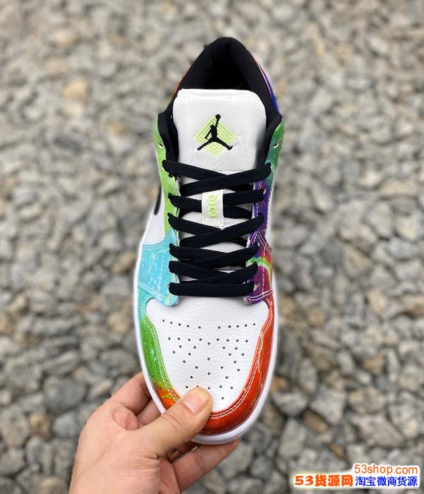 耐克乔丹low aj1 星空夜光银河炫彩星云低帮板鞋