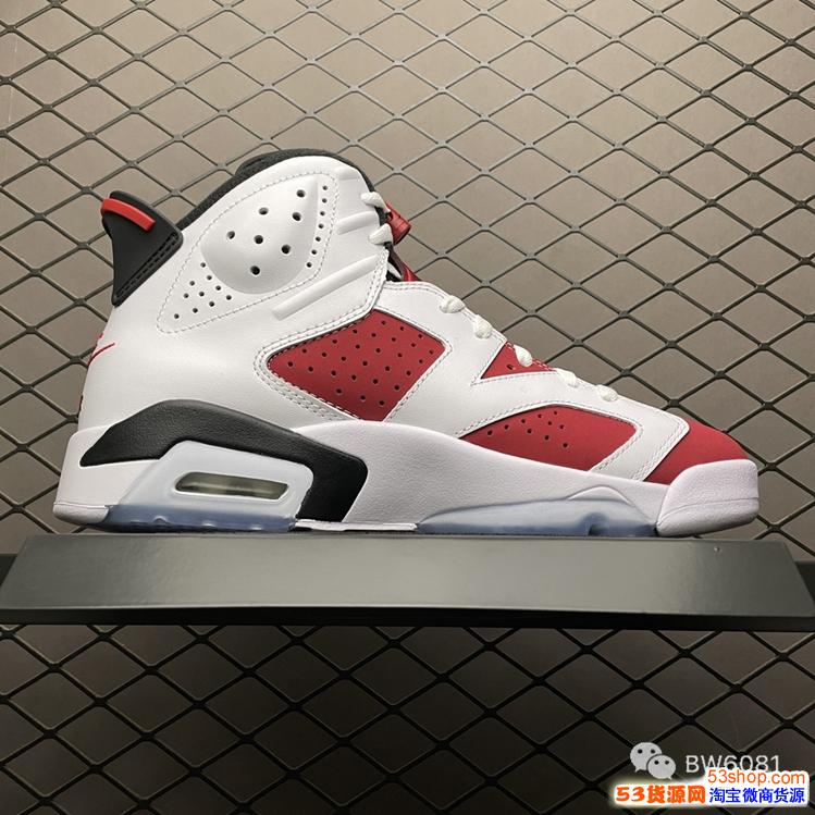 耐克jordan乔丹aj6代中帮篮球鞋胭脂红ct8529106