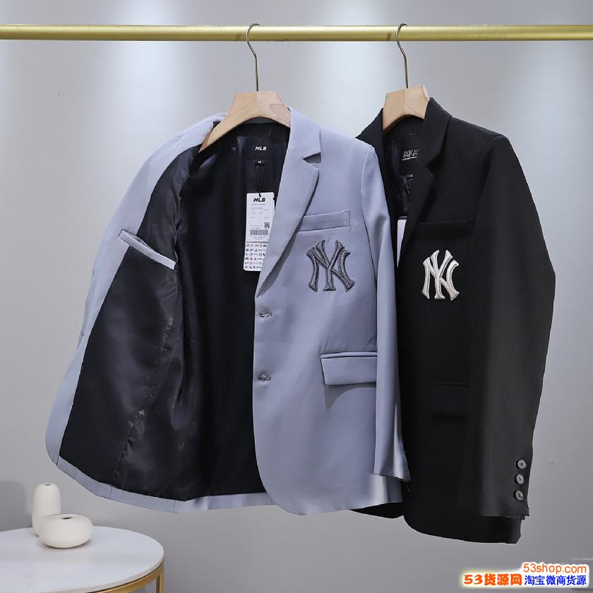 韩国mlb西装女秋季泫雅同款棒球服ny西服休闲宽松新款夹克外套i